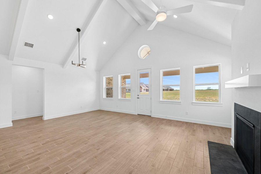 Cozy fireplace in the great room Cozy fireplace in the great room