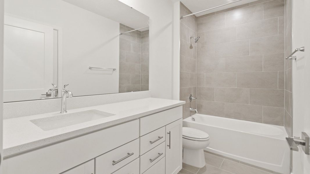 Secondary Bathroom in the Flagler by DRB Homes in Hamilton Bluff Secondary Bathroom in the Flagler by DRB Homes in Hamilton Bluff