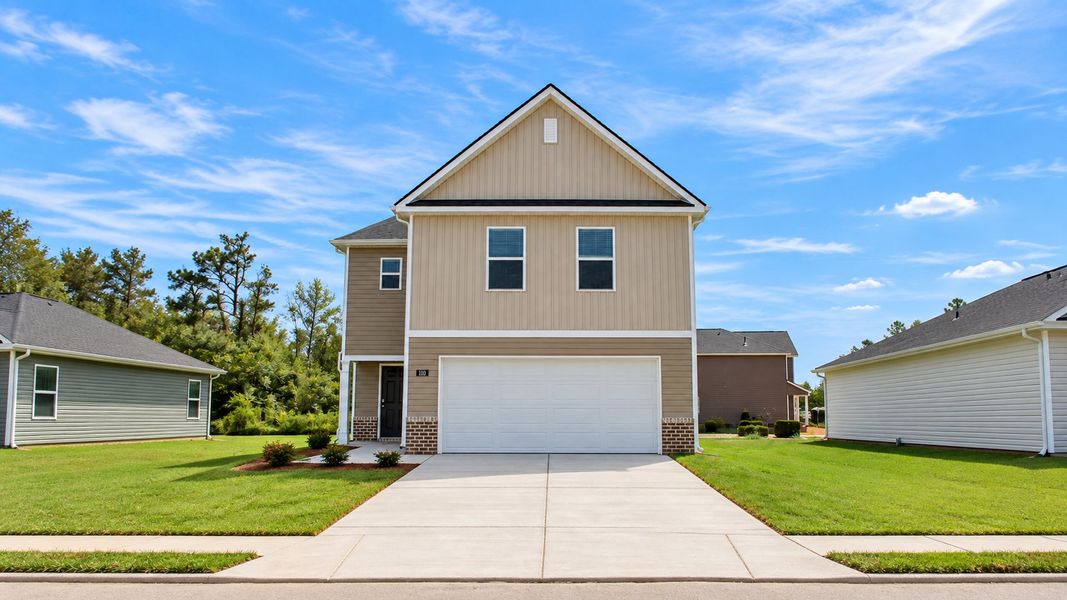 Front exterior of a new home in Evergreen Landing, Rossville, GA, highlighting curb appeal (Image 19). Front exterior of a new home in Evergreen Landing, Rossville, GA, highlighting curb appeal (Image 19).