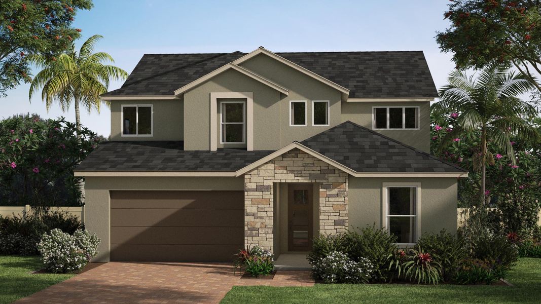 Representative exterior photo of a completed home built from the Seagrass by Risewell Homes in St. Johns Preserve, Palm Bay, FL (Image 5).