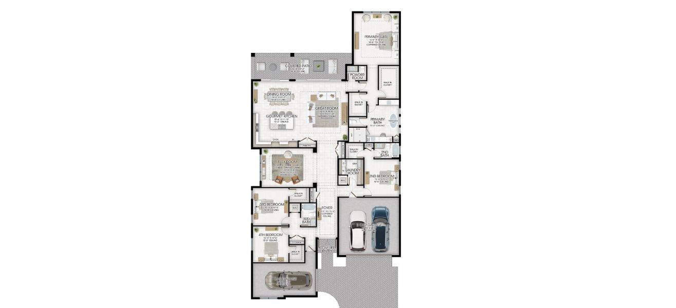 2D floor plan layout for the Oracle by GL Homes in Apex at Avenir, Palm Beach Gardens, FL (Image 3).