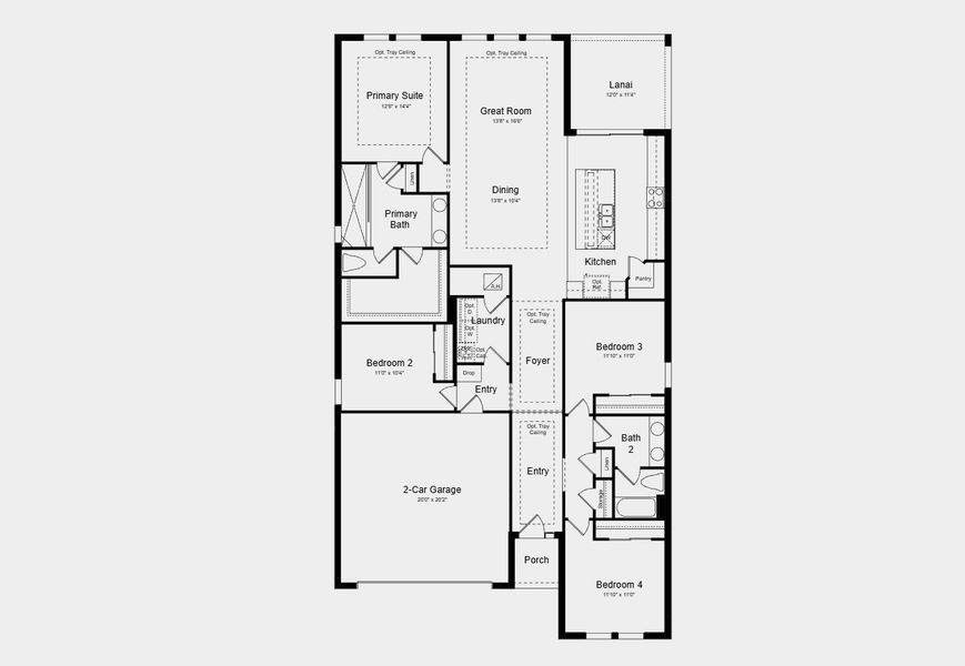 2D floor plan layout for the Carlsbad by Taylor Morrison in Westview, Poinciana, FL (Image 3).