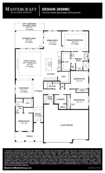 2D floor plan layout for the 2659MC by MasterCraft Builder Group in Madeira, St. Augustine, FL (Image 3). 2D floor plan layout for the 2659MC by MasterCraft Builder Group in Madeira, St. Augustine, FL (Image 3).