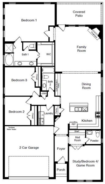 2D floor plan layout for the The Live Oak by D.R. Horton in Westmont, Lubbock, TX (Image 2). 2D floor plan layout for the The Live Oak by D.R. Horton in Westmont, Lubbock, TX (Image 2).