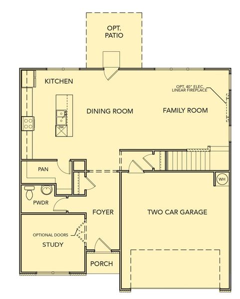 2D floor plan layout for the Aspen by Kerley Family Homes in The Reserve at Chapel Hill Phase II, Douglasville, GA (Image 3).