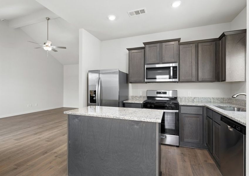 The kitchen of the Sabine has sprawling granite countertops. The kitchen of the Sabine has sprawling granite countertops.