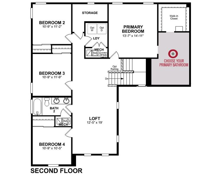 2D floor plan layout for the Hartwell by Beazer Homes in Tirreno at IronWing, Litchfield Park, AZ (Image 4).
