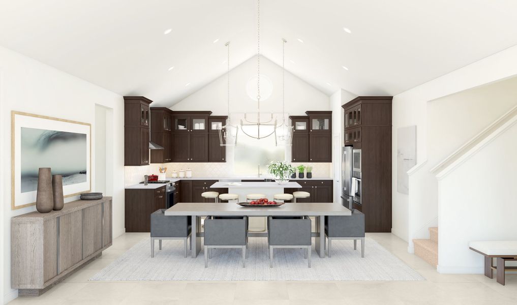 Cozy dining area with vaulted ceiling