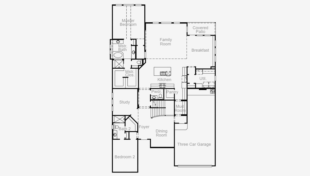 2D floor plan layout for the Bandera by Coventry Homes in Pecan Square 100', Northlake, TX (Image 4).