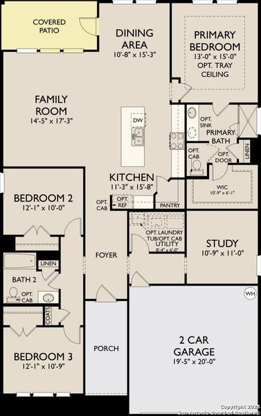 2D floor plan layout of this home in Cordova Trails, Seguin, TX (Image 3).