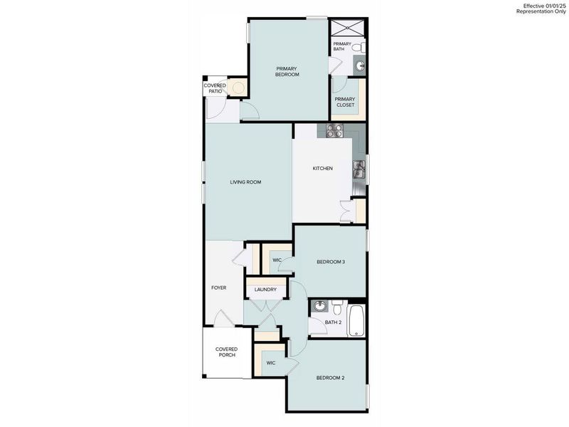 2D floor plan layout of this home in Harvest Ridge, Elgin, TX (Image 6).