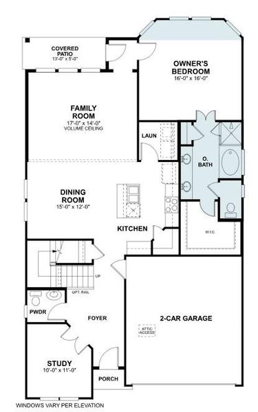 2D floor plan layout of this home in Cascades at Onion Creek, Austin, TX (Image 5).