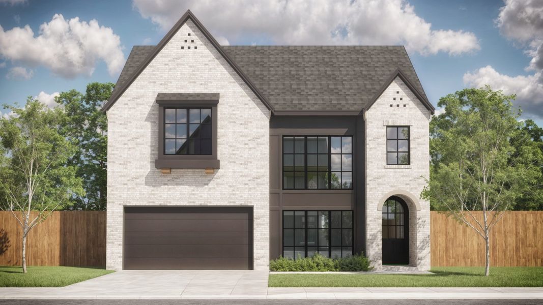 Representative exterior photo of a completed home built from the Florence by Graham Hart Home Builder in Dove Station Luxury Series, Grapevine, TX (Image 1). Representative exterior photo of a completed home built from the Florence by Graham Hart Home Builder in Dove Station Luxury Series, Grapevine, TX (Image 1).