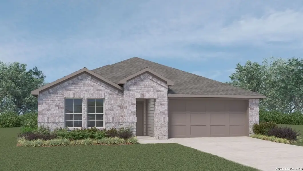 Front exterior of a new home in Brookstone Creek, San Antonio, TX, highlighting curb appeal (Image 1). Front exterior of a new home in Brookstone Creek, San Antonio, TX, highlighting curb appeal (Image 1).