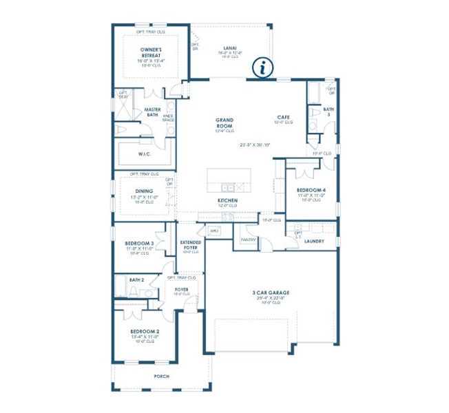 2D floor plan layout for the Islamorada I by Homes by WestBay in Oakfield, Parrish, FL (Image 3).