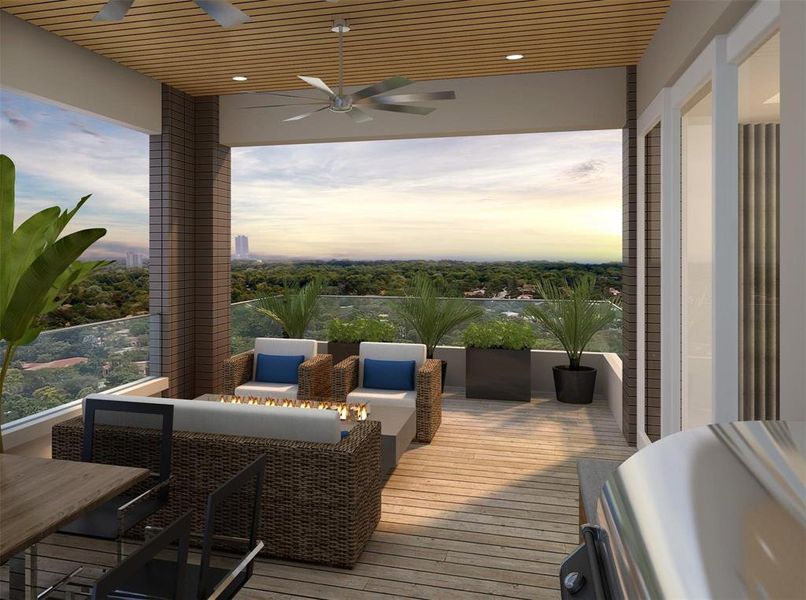 All residences feature outdoor living spaces, complete with the option to include a summer kitchen. This thoughtful design extends the home’s entertaining potential, allowing residents to enjoy al fresco dining and relaxation in a beautifully appointed setting.