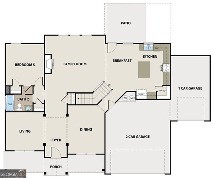 2D floor plan layout of this home in The Manor at Gainesville Township, Gainesville, GA (Image 4).