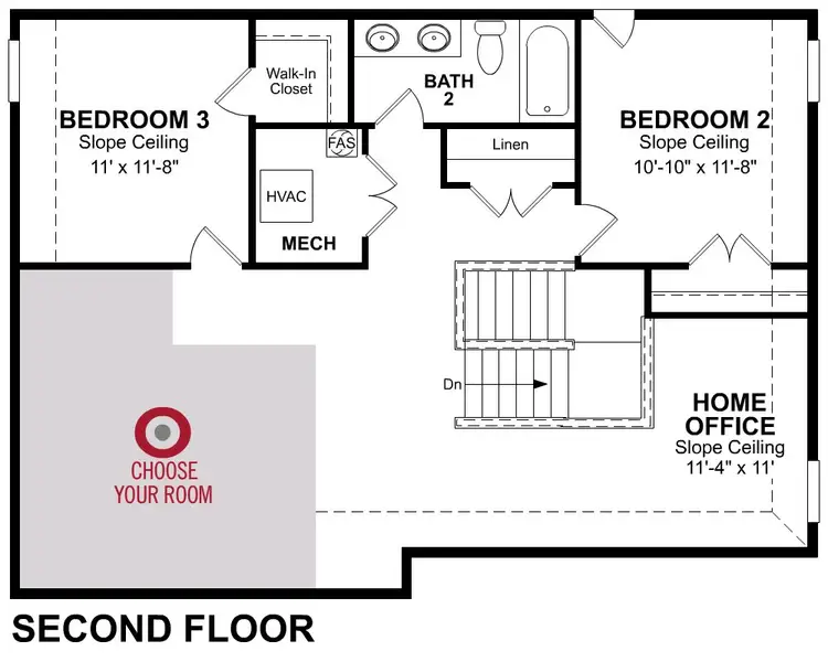 2D floor plan layout for the Parker by Beazer Homes in Saratoga, Aubrey, TX (Image 4).