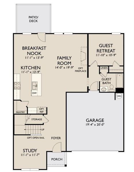 2D floor plan layout of this home in Langston Reserve, Cartersville, GA (Image 3).