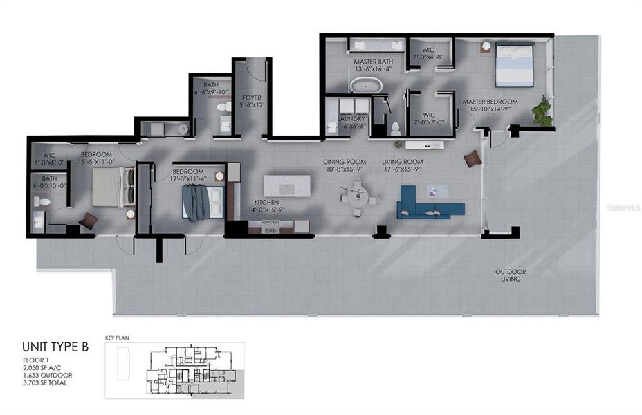 2D floor plan layout of this home in , Sarasota, FL (Image 4).