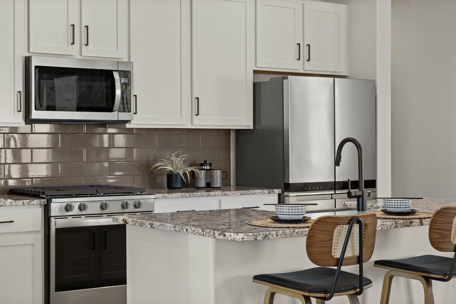 Optional Shaker-style maple cabinets