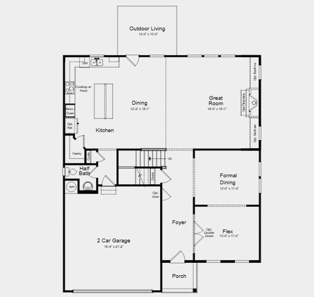 2D floor plan layout for the Trenton by Taylor Morrison in Dreycott, Lawrenceville, GA (Image 5).