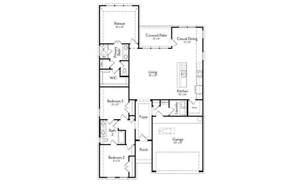 2D floor plan layout for the Persimmon by Autograph Homes in Aldeana - Paintbrush Collection, Bonney, TX (Image 3).