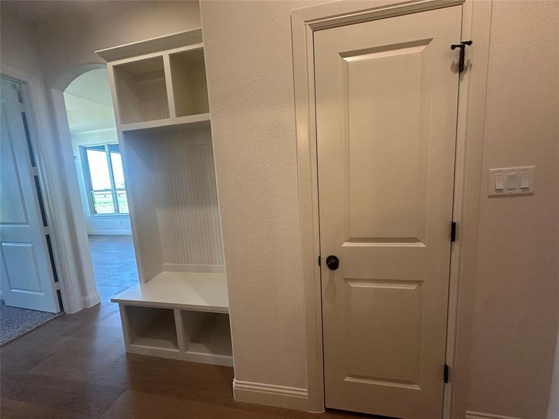 Mud Bench and half bath off garage entrance