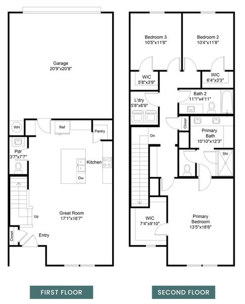 2D floor plan layout for the Haven by Westfield Homes in Park Hollow, Richardson, TX (Image 1).