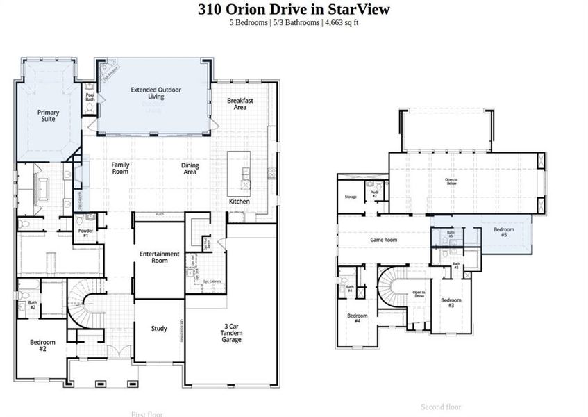 2D floor plan layout of this home in StarView, Prosper, TX (Image 3).