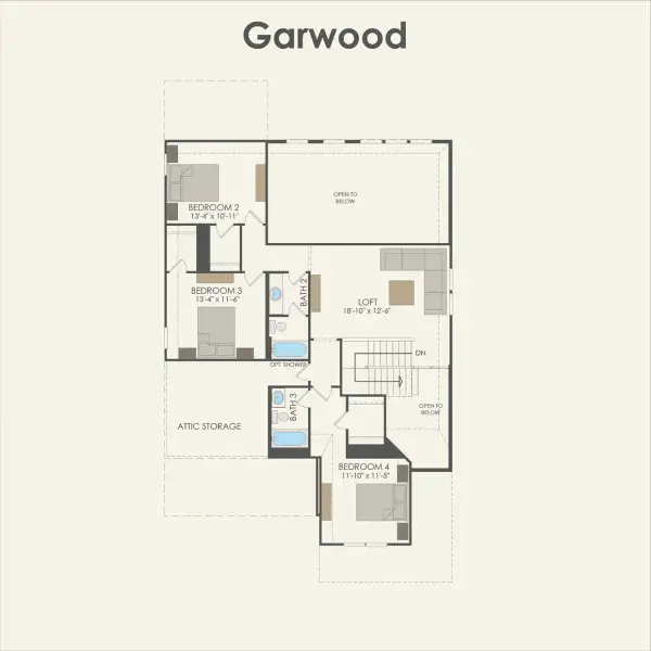 2D floor plan layout for the Garwood by Pulte Homes in Spring Branch Preserve, Montgomery, TX (Image 3). 2D floor plan layout for the Garwood by Pulte Homes in Spring Branch Preserve, Montgomery, TX (Image 3).