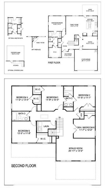 2D floor plan layout of this home in The Fields of Walnut Creek, Pendergrass, GA (Image 5).