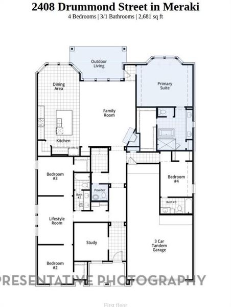 2D floor plan layout of this home in Meraki, Forney, TX (Image 4).