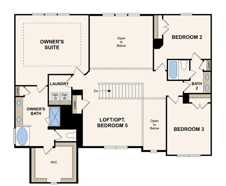 2D floor plan layout for the Birch by Century Communities in Brookshire Manor, Canton, GA (Image 4).