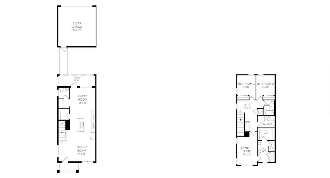 2D floor plan layout of this home in Serenade at Ovation, Winter Garden, FL (Image 2).
