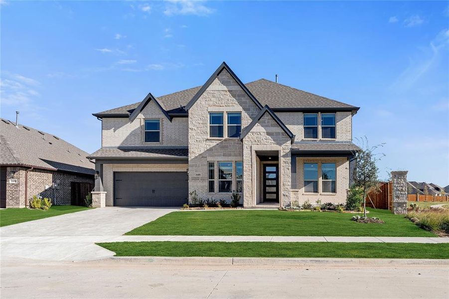 Front exterior of a new home in Wildflower Ranch 60-65, Fort Worth, TX, highlighting curb appeal (Image 23). Front exterior of a new home in Wildflower Ranch 60-65, Fort Worth, TX, highlighting curb appeal (Image 23).