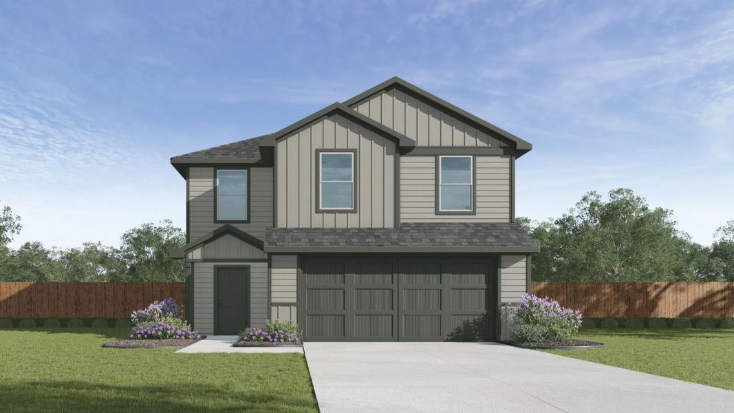 Front exterior of a new home in Ladera, Luling, TX, highlighting curb appeal (Image 1). Front exterior of a new home in Ladera, Luling, TX, highlighting curb appeal (Image 1).