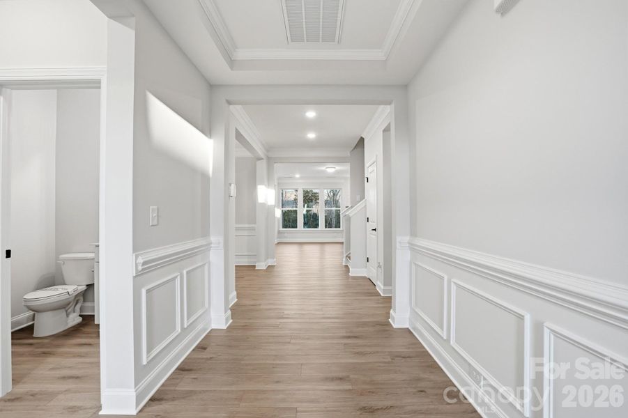Foyer with tray ceiling