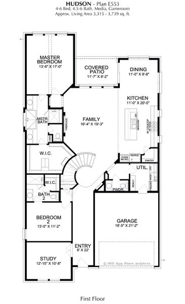 2D floor plan layout for the Hudson by Landon Homes in Fields - East Village, Frisco, TX (Image 4).