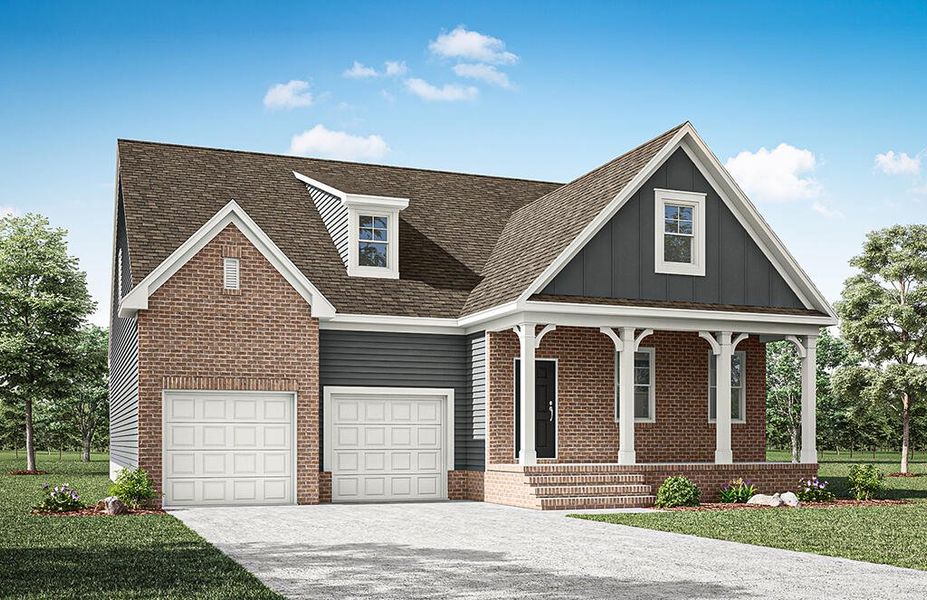 Representative exterior photo of a completed home built from the Mitchell by Eastwood Homes in Waterford Commons, Rock Hill, SC (Image 1). Representative exterior photo of a completed home built from the Mitchell by Eastwood Homes in Waterford Commons, Rock Hill, SC (Image 1).