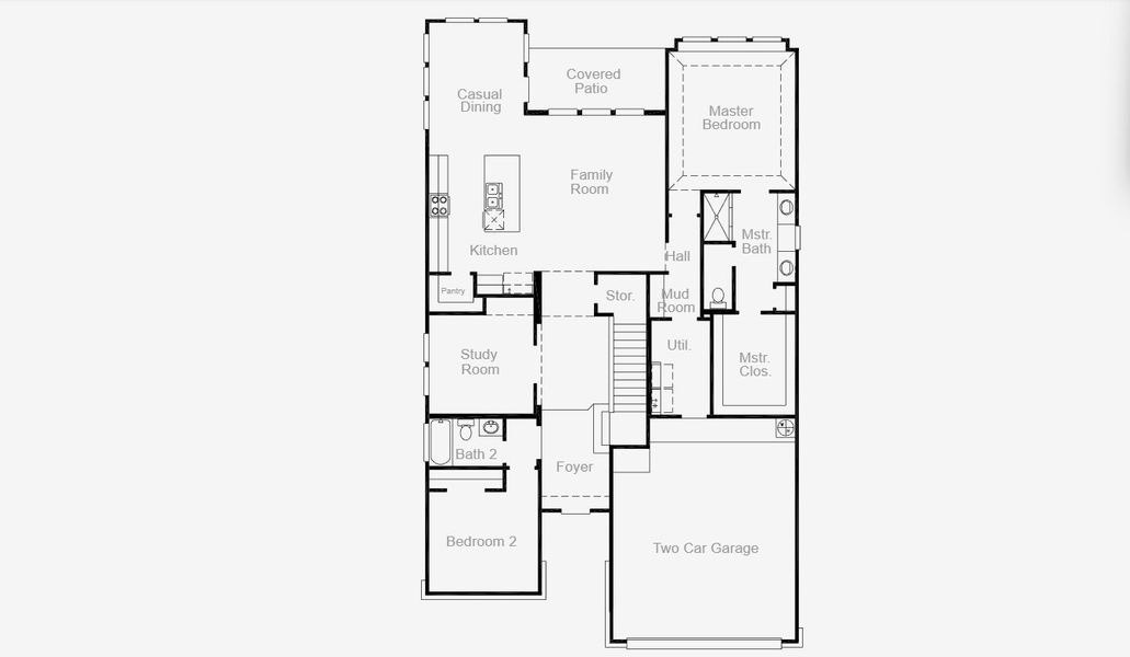 2D floor plan layout for the Goodrich by Coventry Homes in Parkside on the River 50', Georgetown, TX (Image 30).
