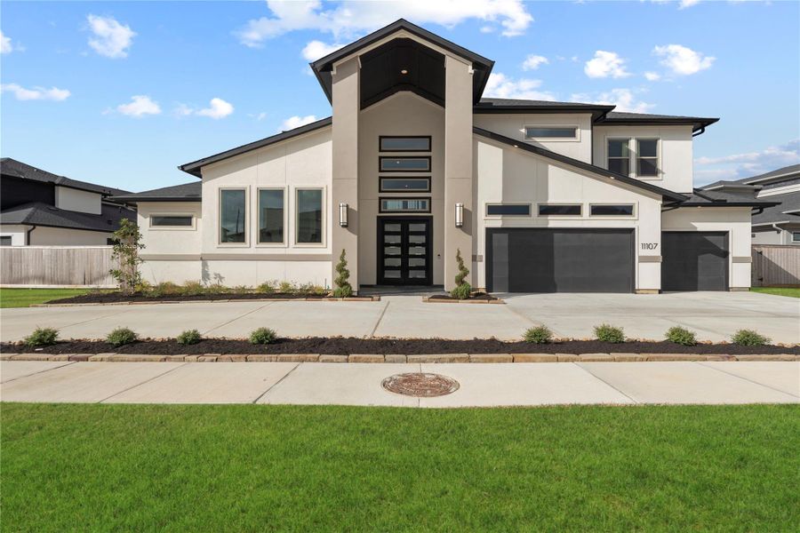 Front exterior of a new home in , Cypress, TX, highlighting curb appeal (Image 24).