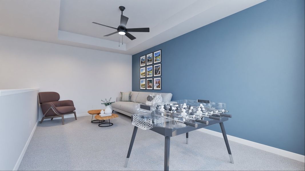 Representative furnished interior of a home built from the Hamilton by Risewell Homes in 6 Creeks, Kyle (Image 7).