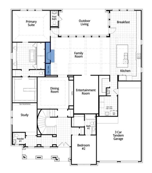 2D floor plan layout for the Altamura by Highland Homes in Ridgeline: 70ft. lots, McKinney, TX (Image 21).