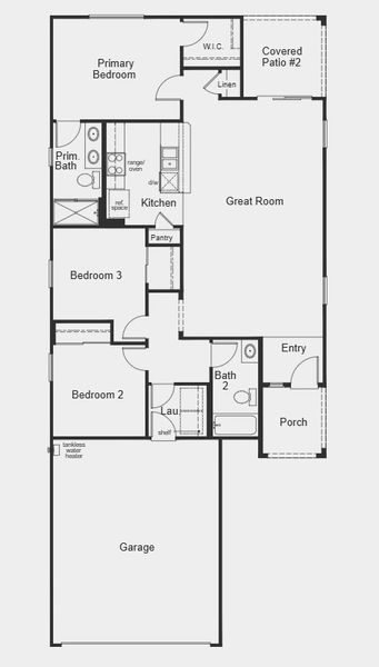 2D floor plan layout for the 1262 by KB Home in Mandarina Reserve, Marana, AZ (Image 3).