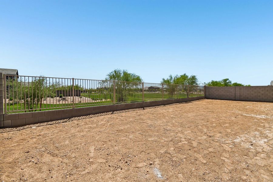 Backyard with view fencing overlooking green space