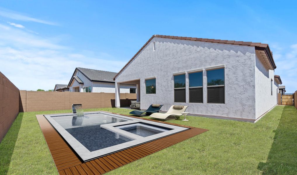 Backyard with covered patio