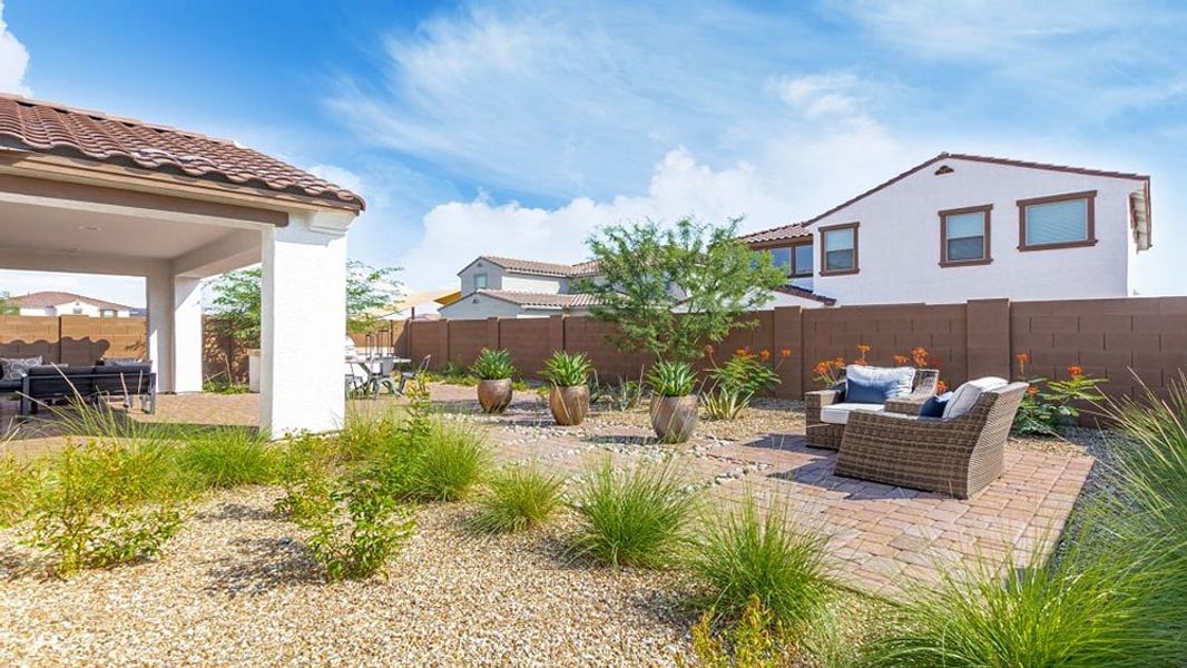 Representative exterior photo of a completed home built from the 40R1 by Taylor Morrison in Los Cielos at Rancho Mercado, Surprise, AZ (Image 27). Representative exterior photo of a completed home built from the 40R1 by Taylor Morrison in Los Cielos at Rancho Mercado, Surprise, AZ (Image 27).