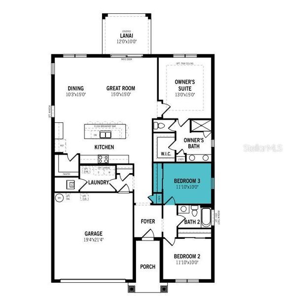 2D floor plan layout of this home in Windwater, Parrish, FL (Image 3).