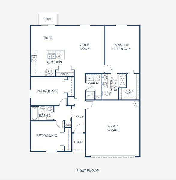 2D floor plan layout for the Violet by Maronda Homes in Marion Oaks, Ocala, FL (Image 3).